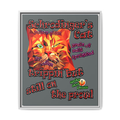 schrodinger's cat - framed canvas art (dark grey)