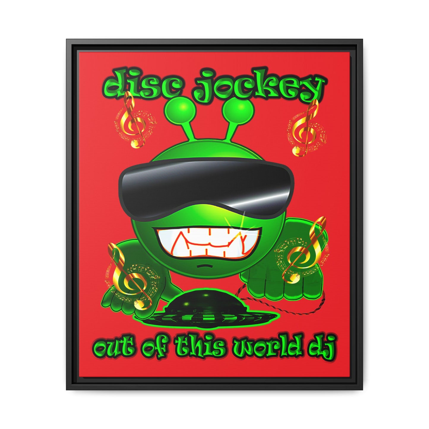 disc jockey - framed canvas art (red)