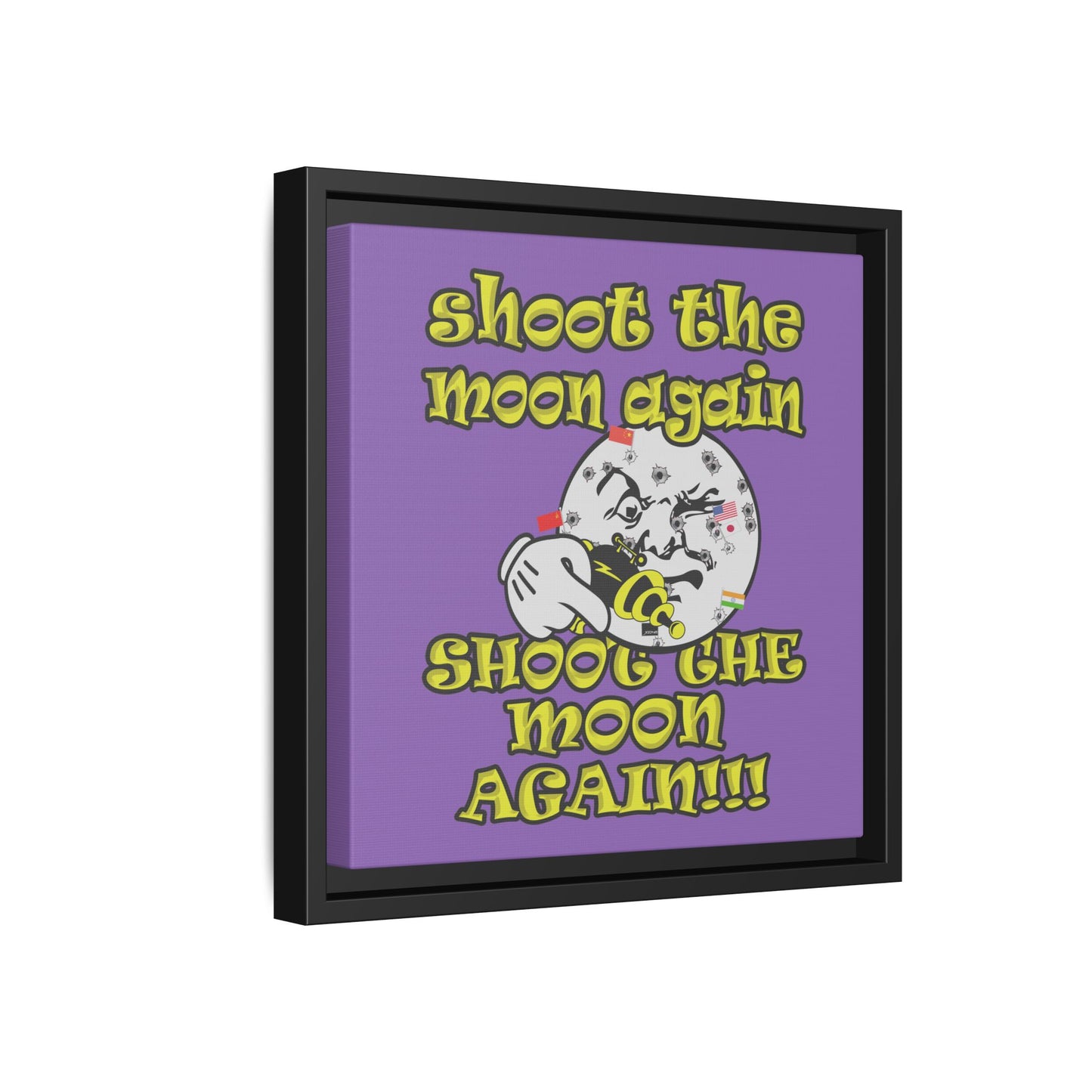 shoot the moon again - framed canvas art (light purple)