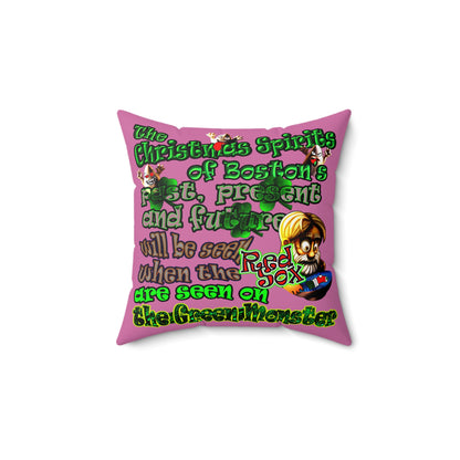 christmas spirits of boston - Spun Polyester Square Pillow - (light pink)