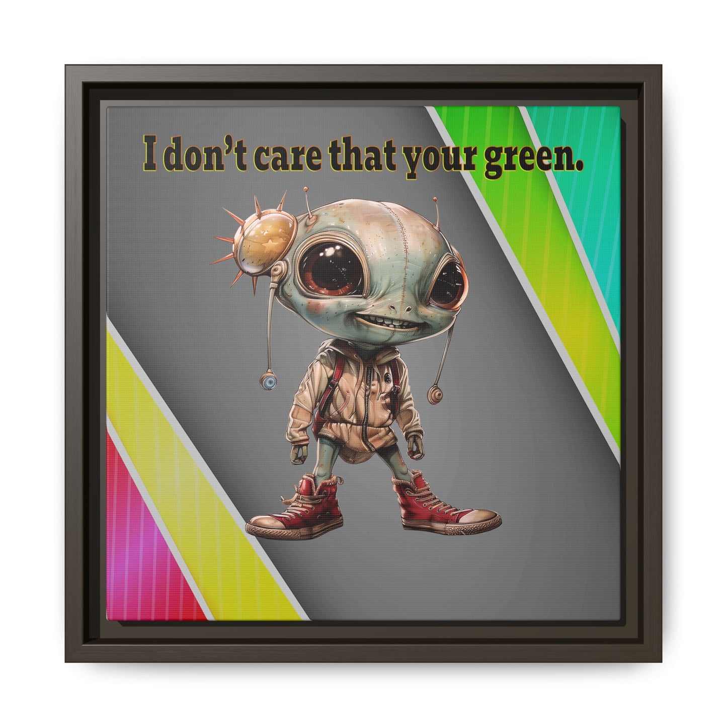 I don't care that your green - framed canvas art (rainbow split)