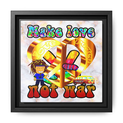 love peace - framed canvas art (white marble)