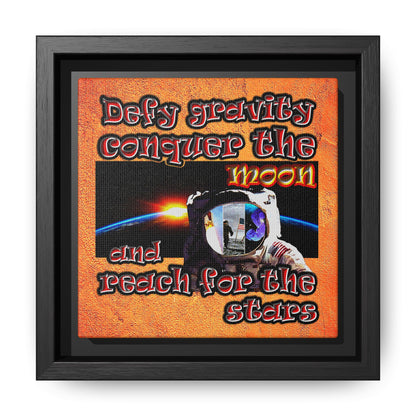 defy conquer reach - framed canvas art (burnt orange)