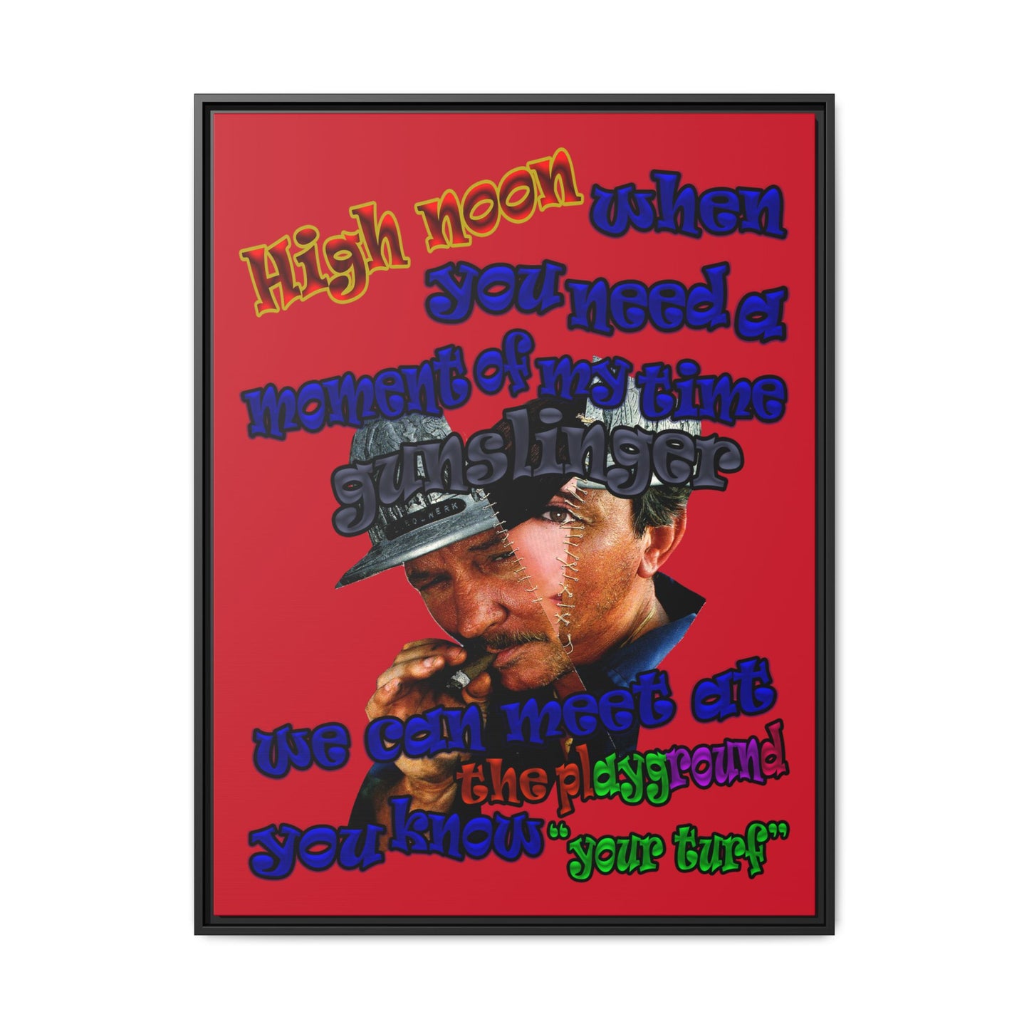 high noon - framed canvas art (dark red)