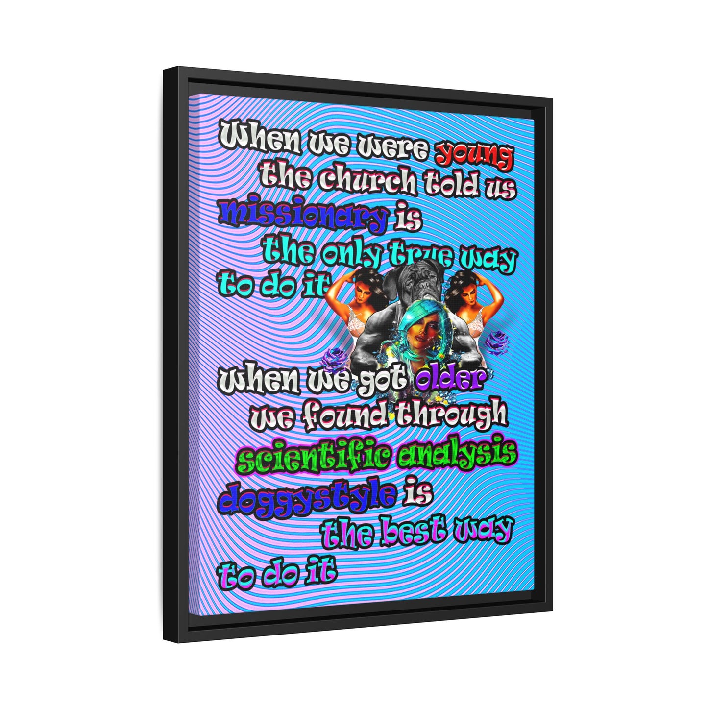 doggystyle - framed canvas art (light blue-purple wave)