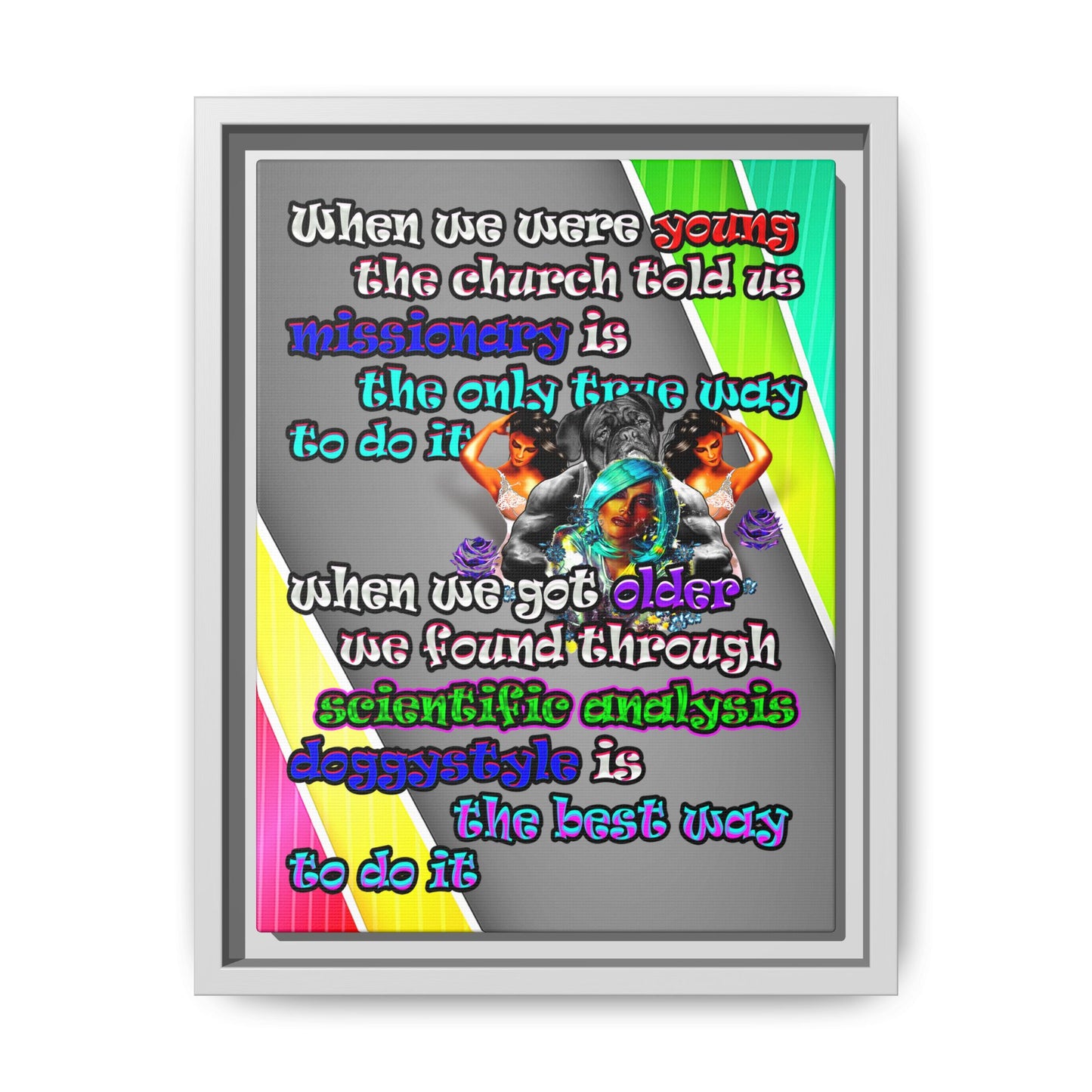 doggystyle - framed canvas art (rainbow split)