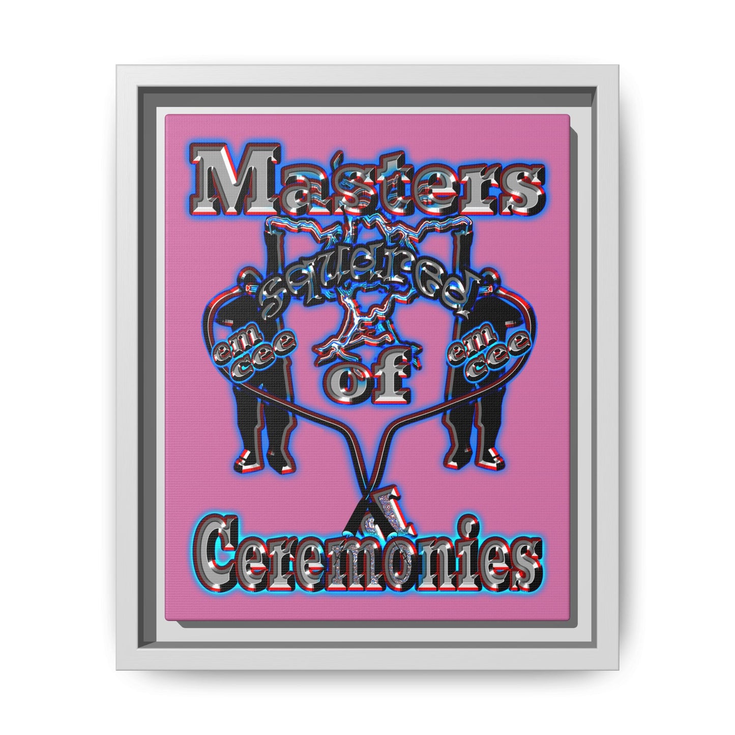 em cee squared - framed canvas art (light pink)