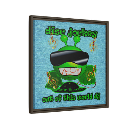 disc jockey - framed canvas art (faded blue)