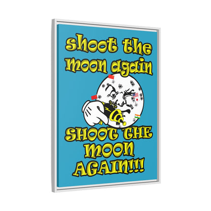 shoot the moon again - framed canvas art (turquoise)