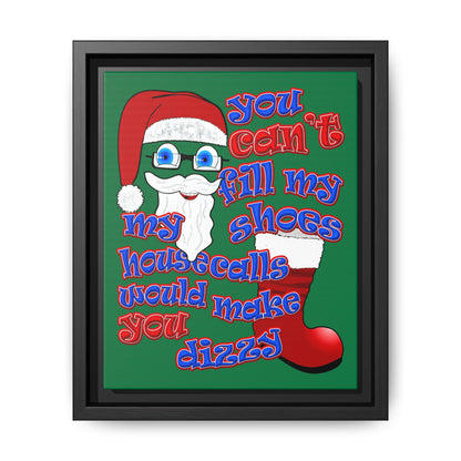 santa's shoes - framed canvas art (dark green)