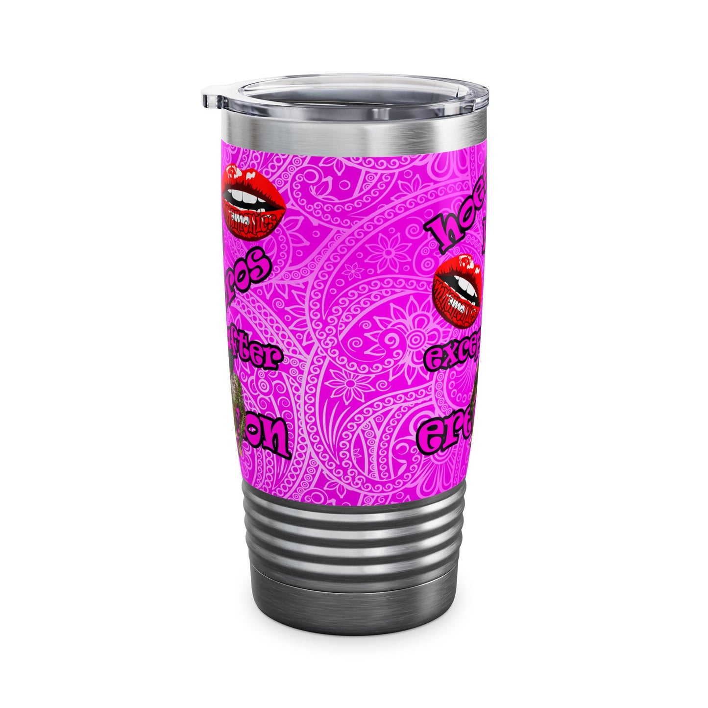 hoes b4 bros - Ringneck Tumbler, 20oz (pink swirl)