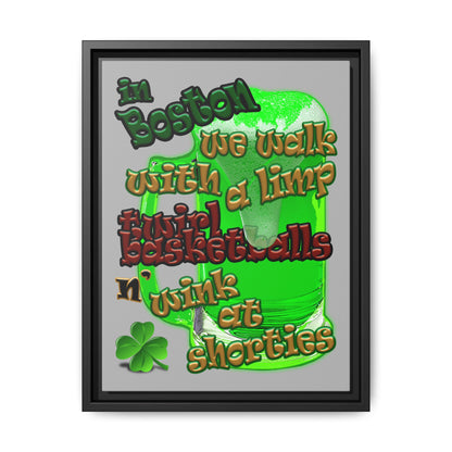 celtics logo - framed canvas art (light grey)