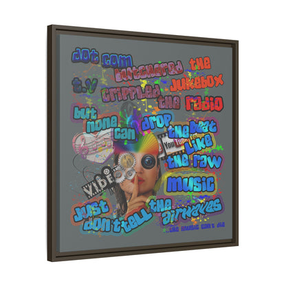 drop the beat - framed canvas art (dark grey)
