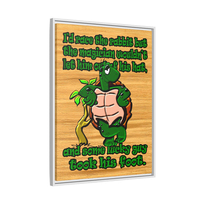 turtle race - framed canvas art (butterscotch wood finish)