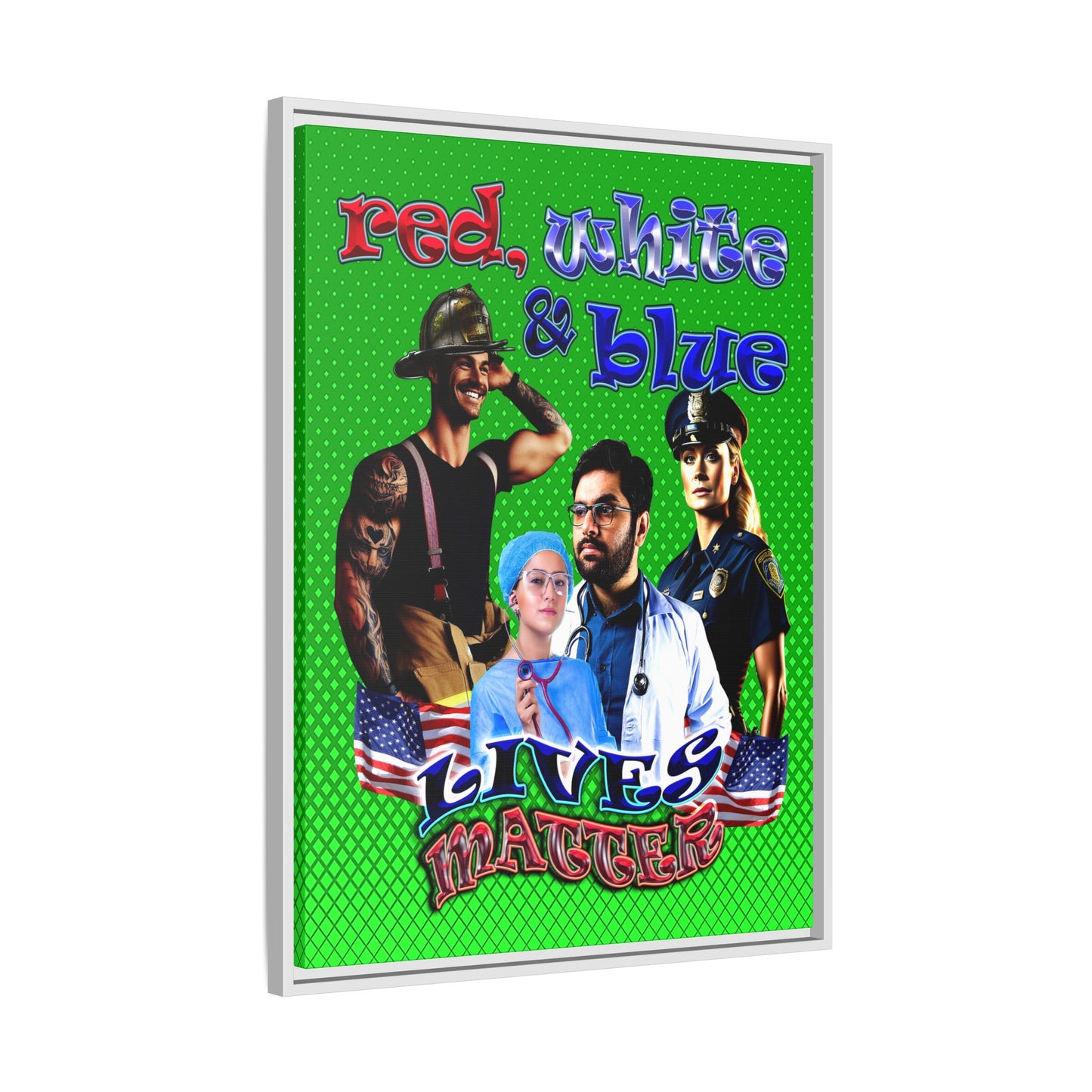 rw&b lives matter - framed canvas art (logo green)