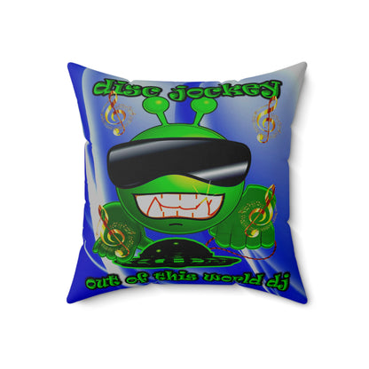 disc jockey - Spun Polyester Square Pillow - (blue-white wave)