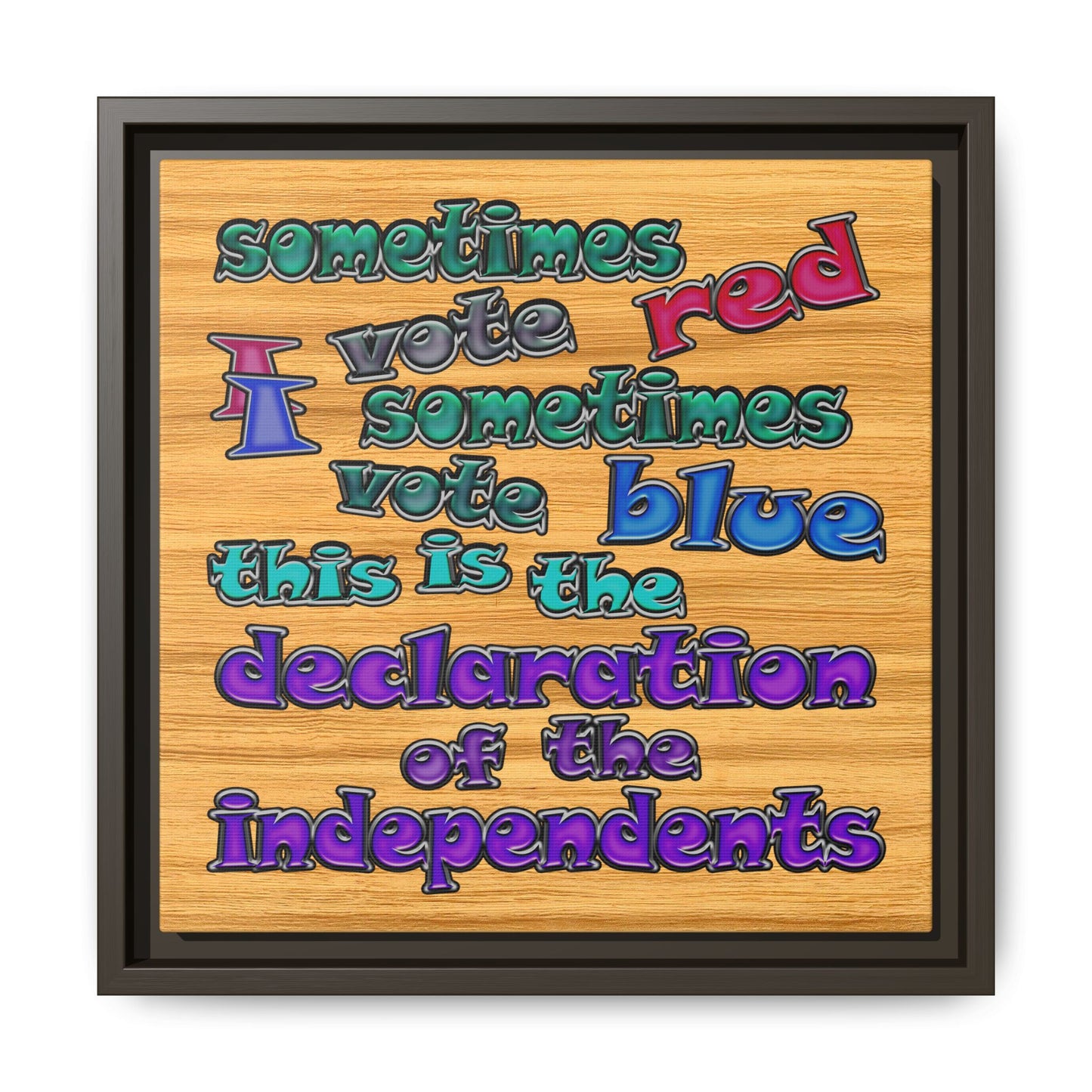 declaration of the independents - framed canvas art (butterscotch wood finish)
