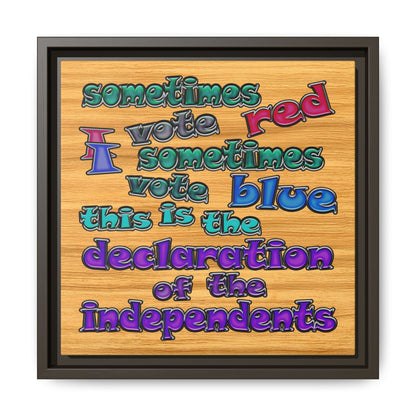 declaration of the independents - framed canvas art (butterscotch wood finish)