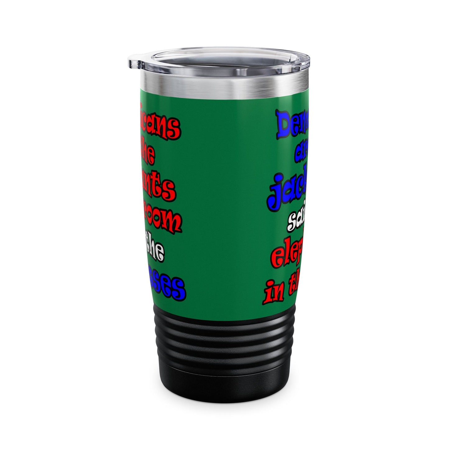 donkeys and elephants - Ringneck Tumbler, 20oz (dark green)