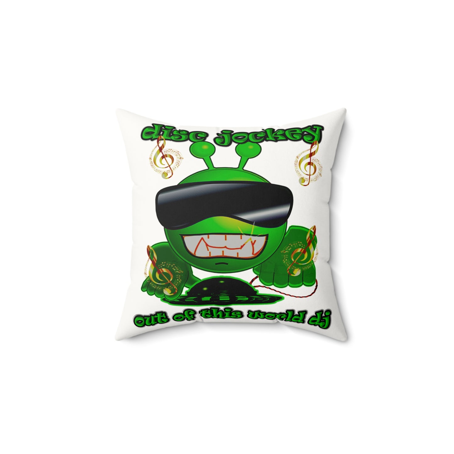 disc jockey - Faux Suede Square Pillow - (white)