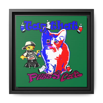 tag that - framed canvas art (dark green)