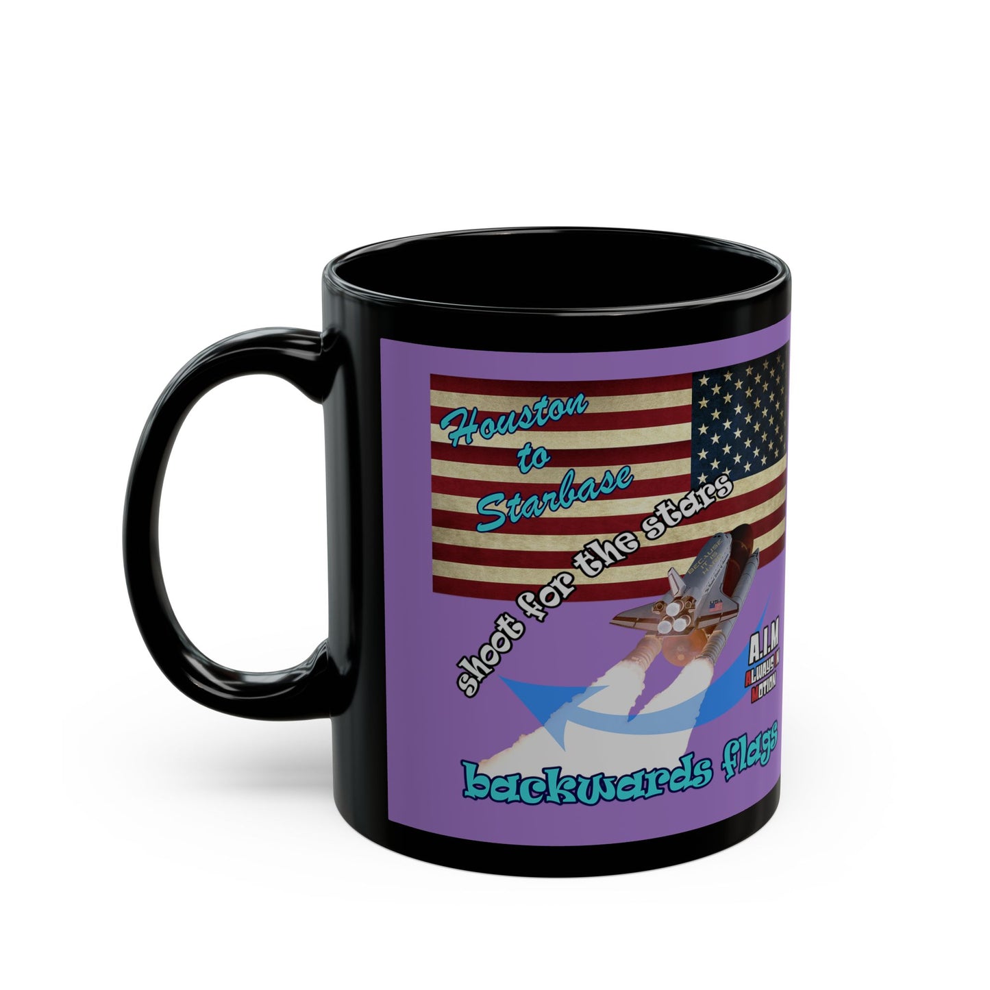 shoot for the stars - Black Mug (light purple)