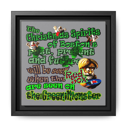 christmas spirits of boston - framed canvas art (grey)