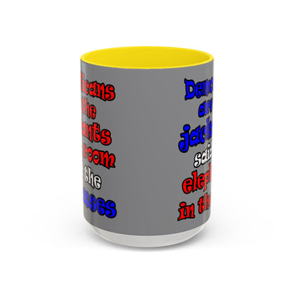 donkeys and elephants - Accent Mug (grey)