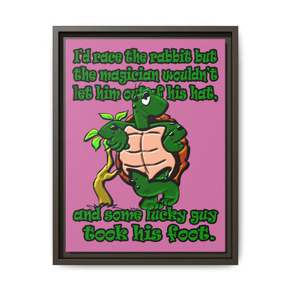 turtle race - framed canvas art (light pink)