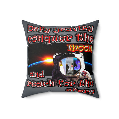 defy conquer reach - Spun Polyester Square Pillow - (grey-light grey)