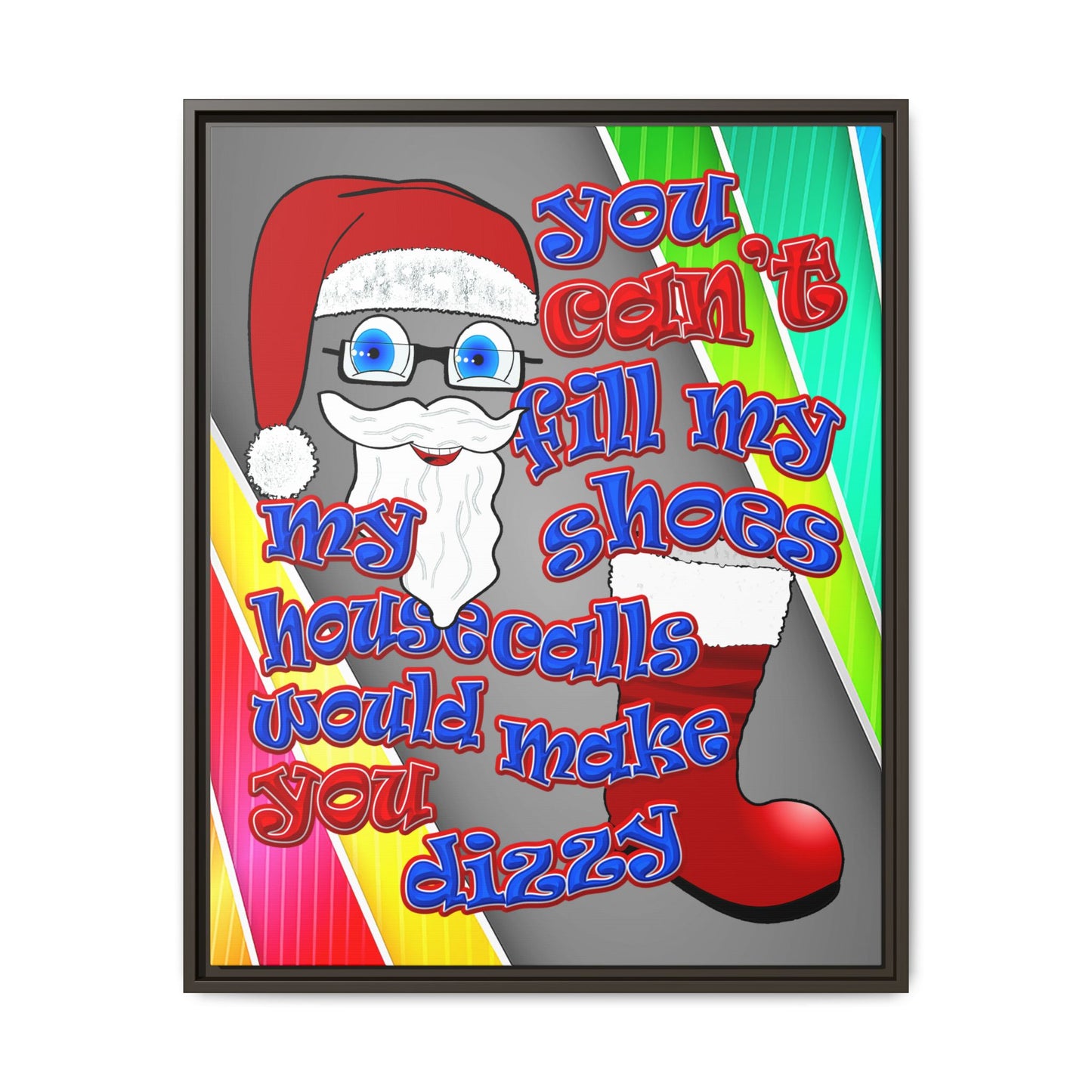 santa's shoes - framed canvas art (rainbow split)