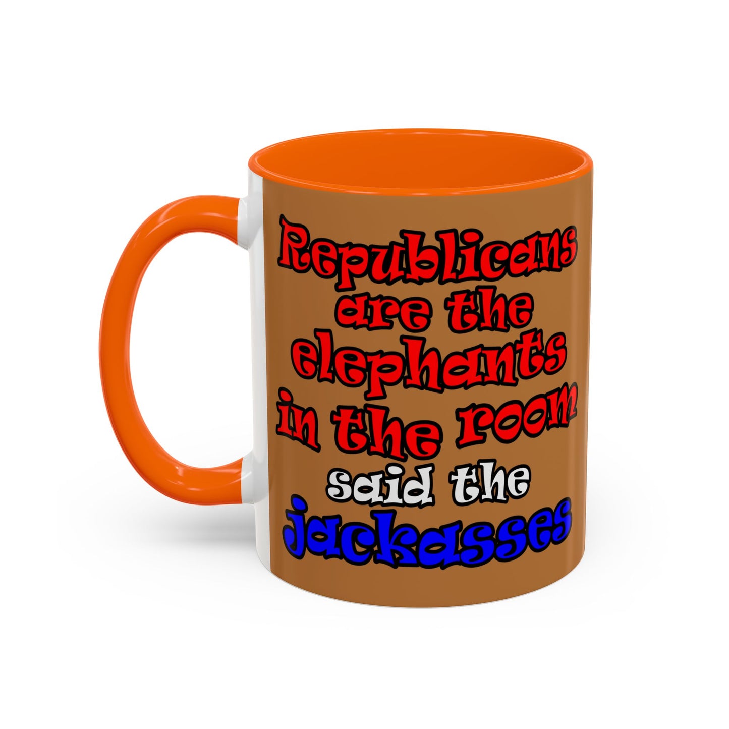 donkeys and elephants - Accent Mug (light brown)