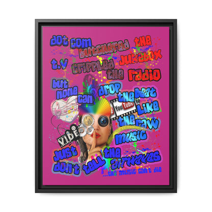 drop the beat - framed canvas art (pink)