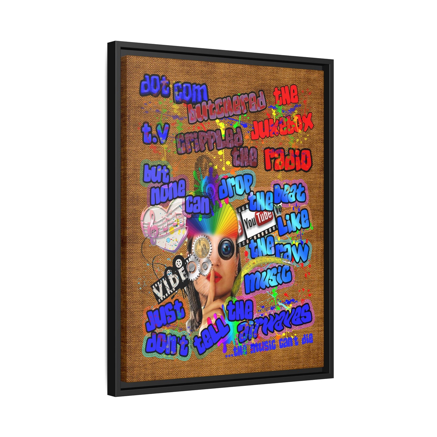 drop the beat - framed canvas art (brown papyrus)