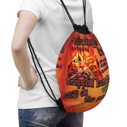 schrodinger's cat - Drawstring Bag (burnt orange)