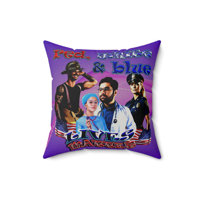 rw&b lives matter - Faux Suede Square Pillow - (purple-pink wave)