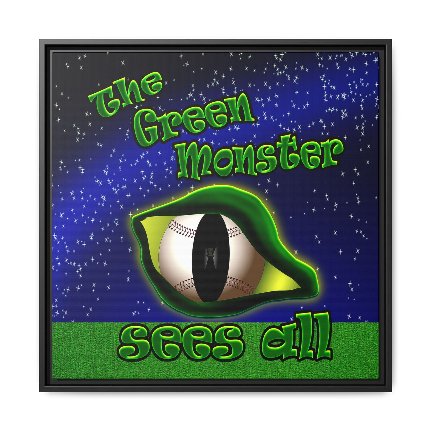 green monster - framed canvas art ('snoops' background)