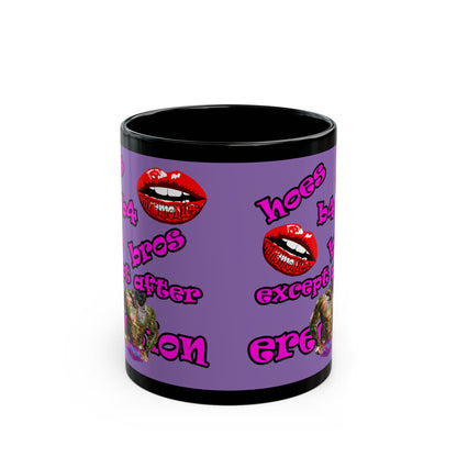 hoes b4 bros - Black Mug (light purple)