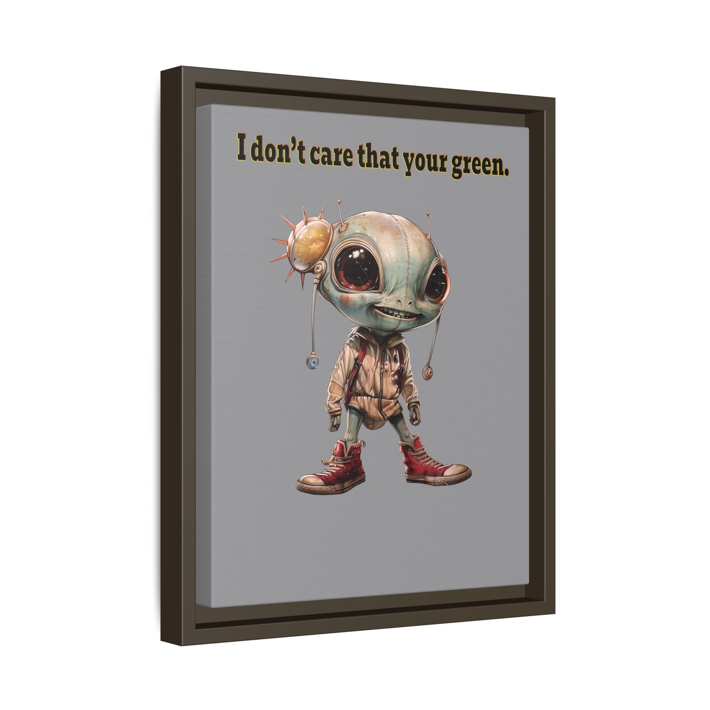 I don't care that your green - framed canvas art (grey)