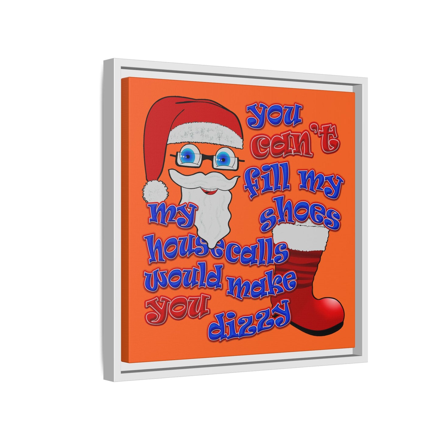 santa's shoes - framed canvas art (orange)