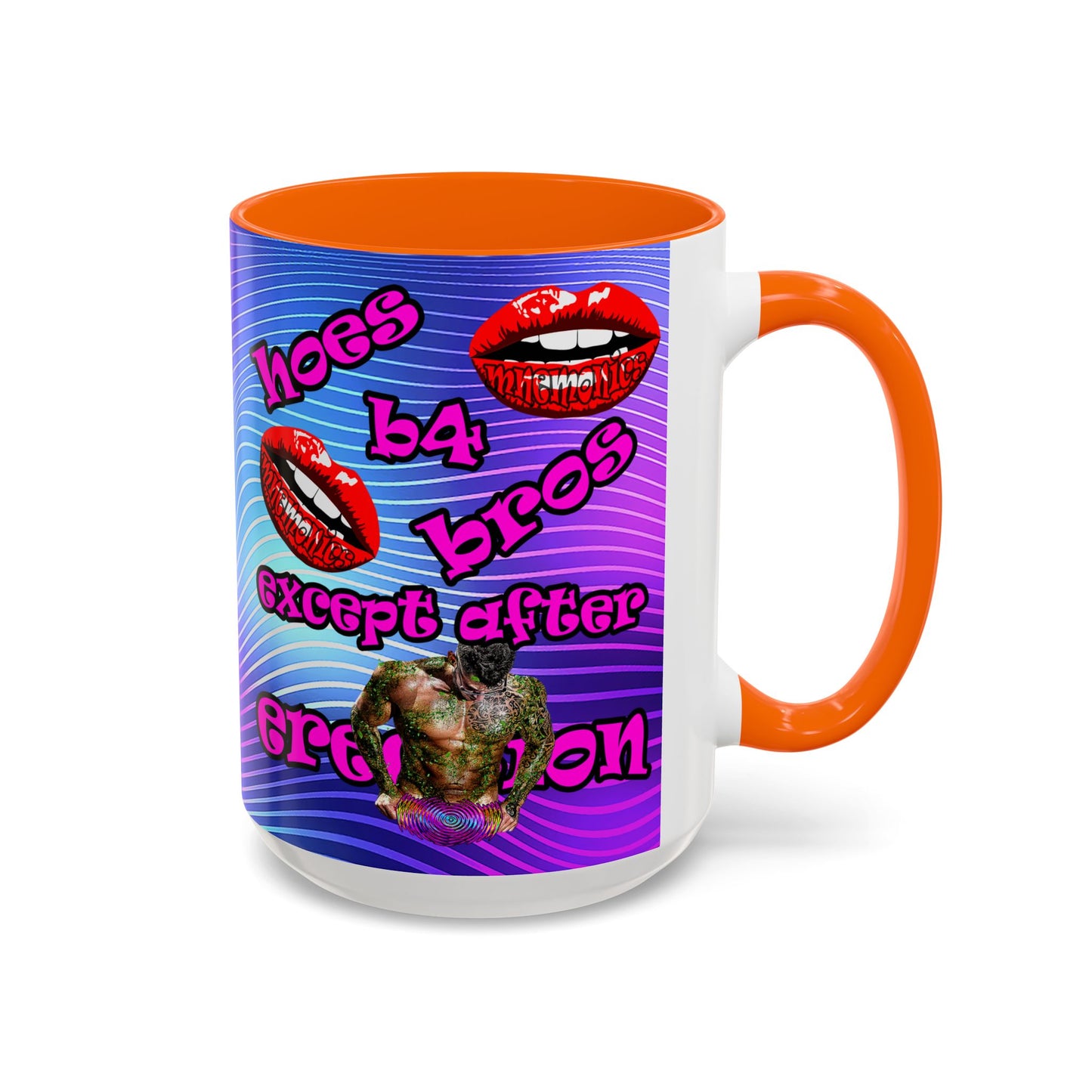 hoes b4 bros - Accent Mug (purple wave)