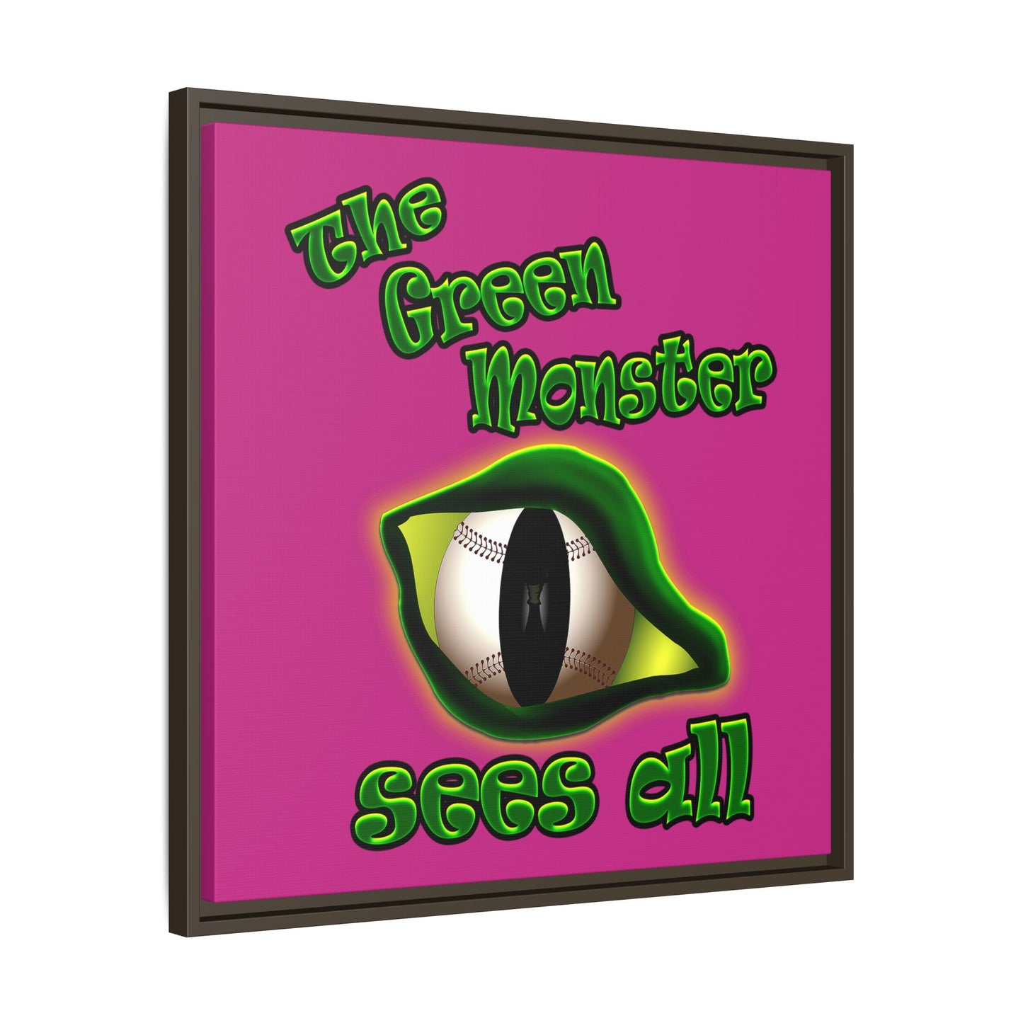 green monster - framed canvas art (pink)