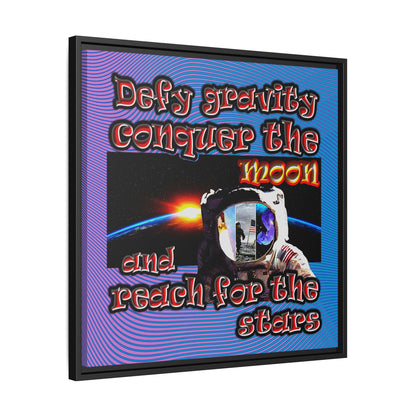 defy conquer reach - framed canvas art (light blue-purple wave)