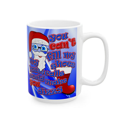 santa's shoes - White Mug (blue-white wave)