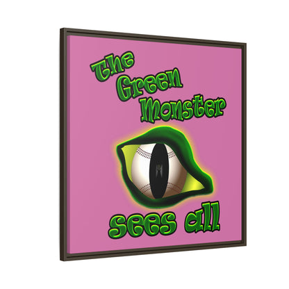 green monster - framed canvas art (light pink)