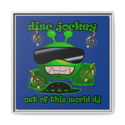 disc jockey - framed canvas art (dark blue)