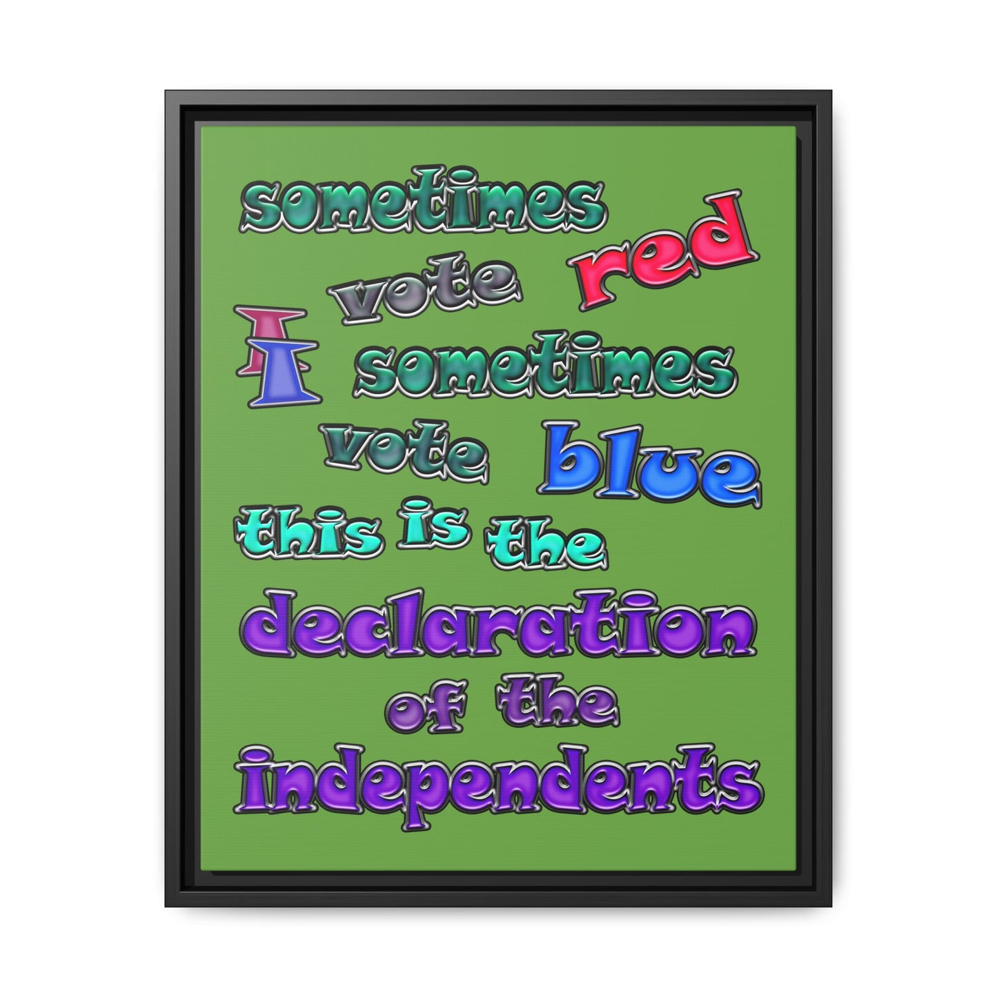 declaration of the independents - framed canvas art (green)