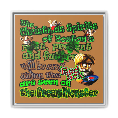 christmas spirits of boston - framed canvas art (light brown)