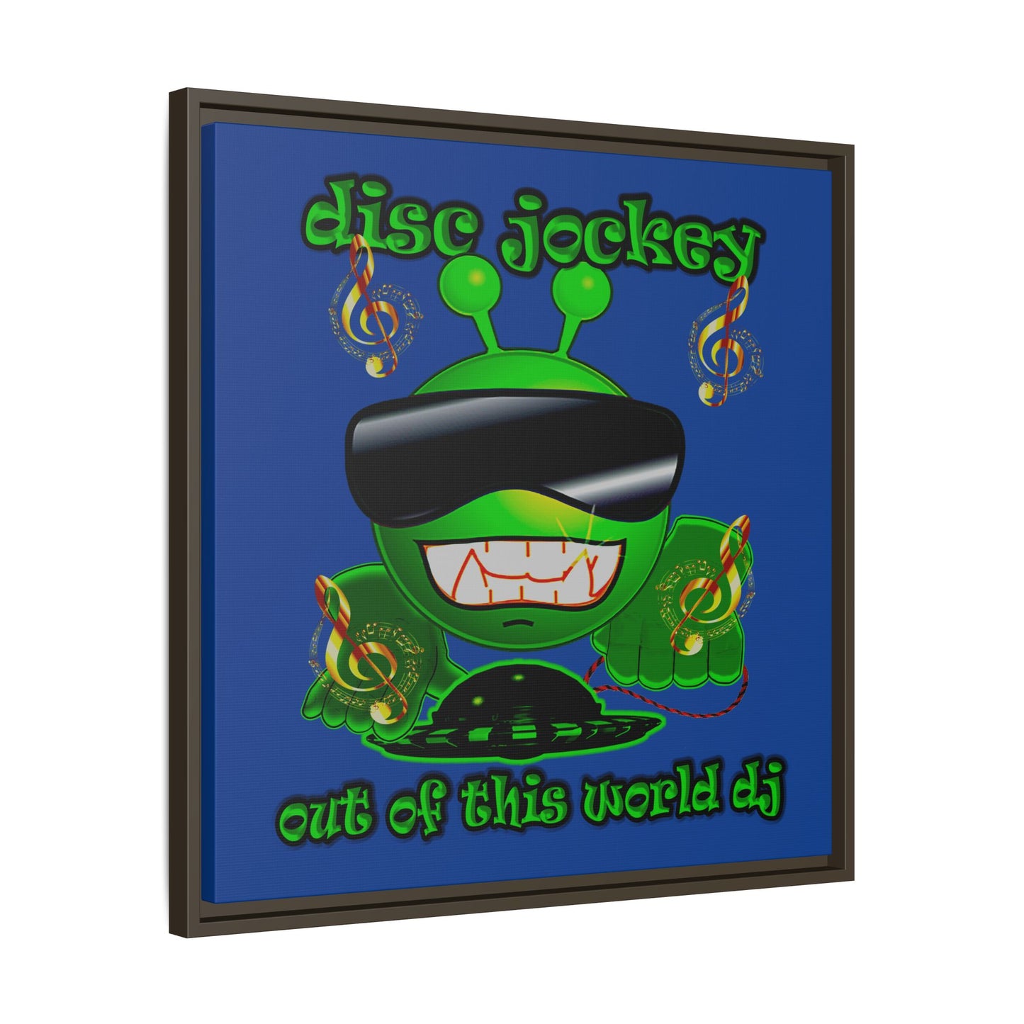 disc jockey - framed canvas art (dark blue)