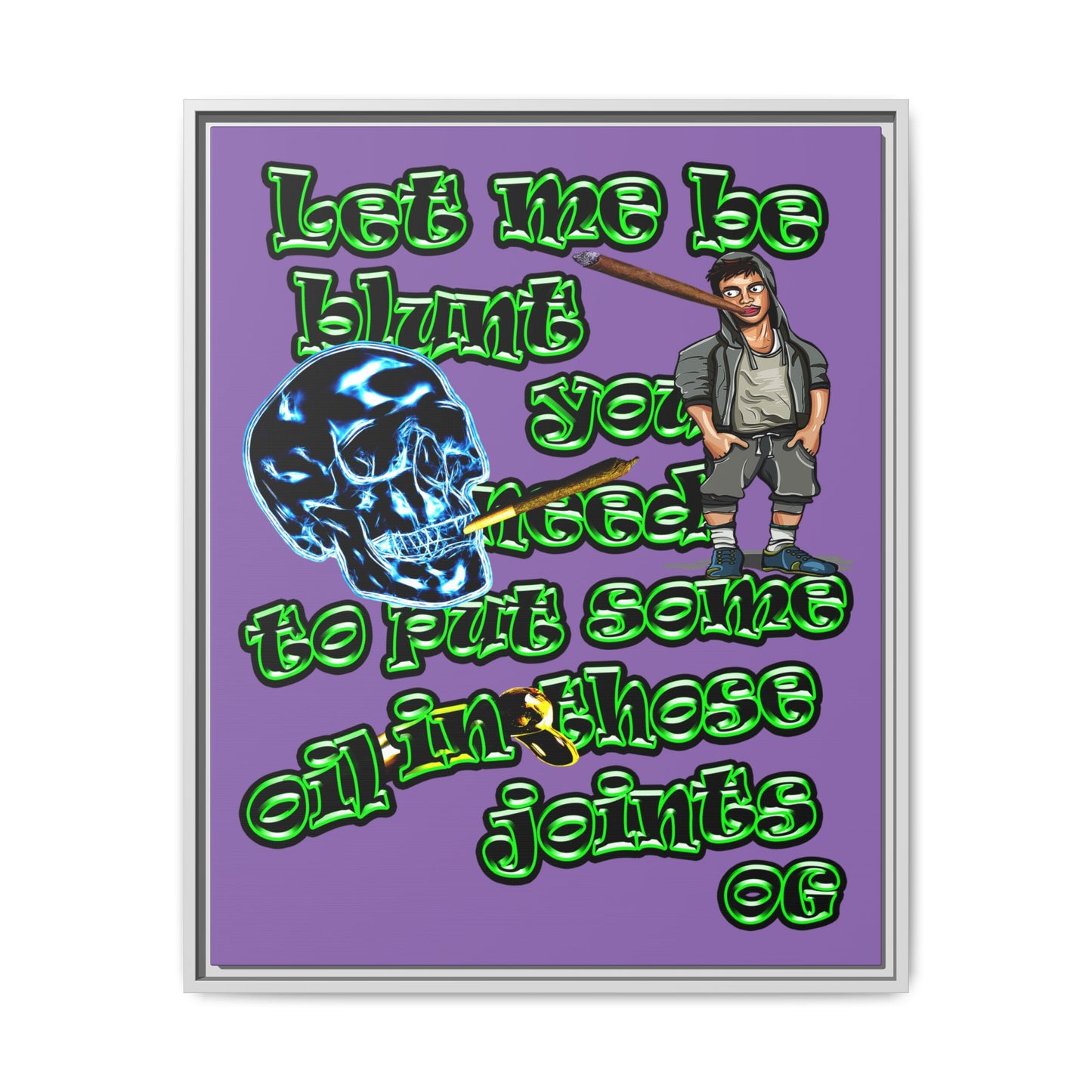 og - framed canvas art (light purple)